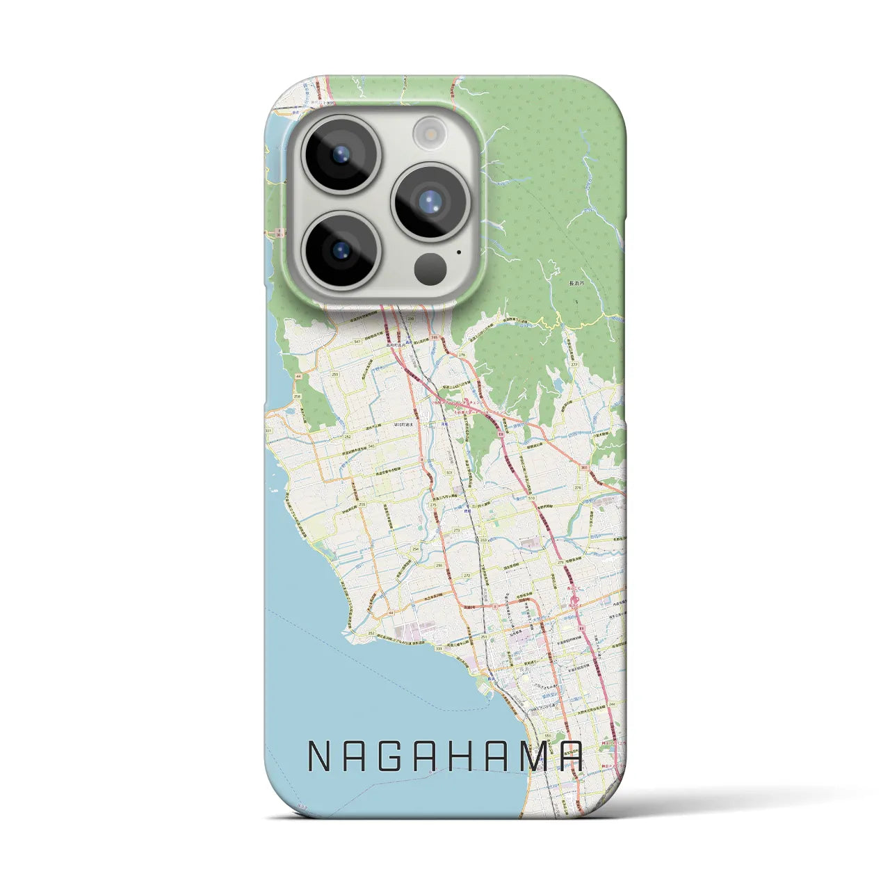 【長浜】地図柄iPhoneケース（バックカバータイプ・ナチュラル）iPhone 15 Pro 用