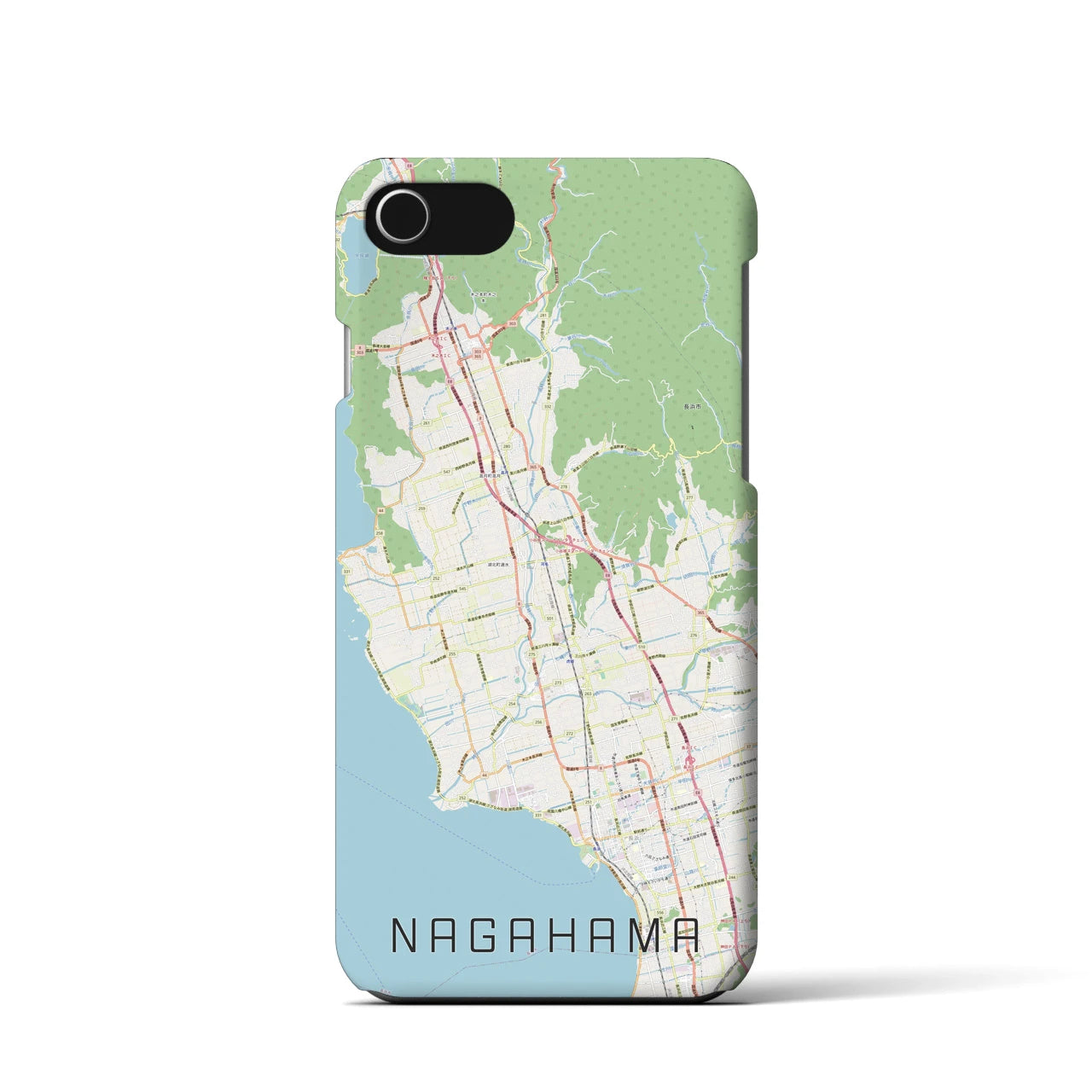【長浜】地図柄iPhoneケース（バックカバータイプ・ナチュラル）iPhone SE（第3 / 第2世代） / 8 / 7 / 6s / 6 用
