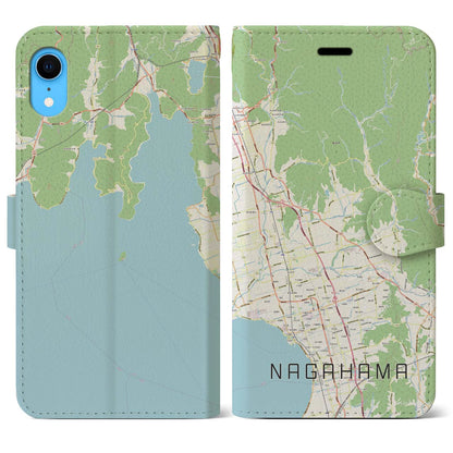 【長浜（滋賀県）】地図柄iPhoneケース（手帳タイプ）ナチュラル・iPhone XR 用