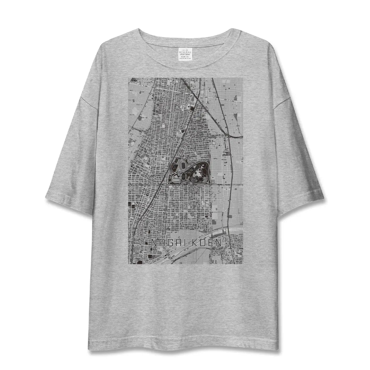 【長居公園（大阪府）】地図柄ビッグシルエットTシャツ