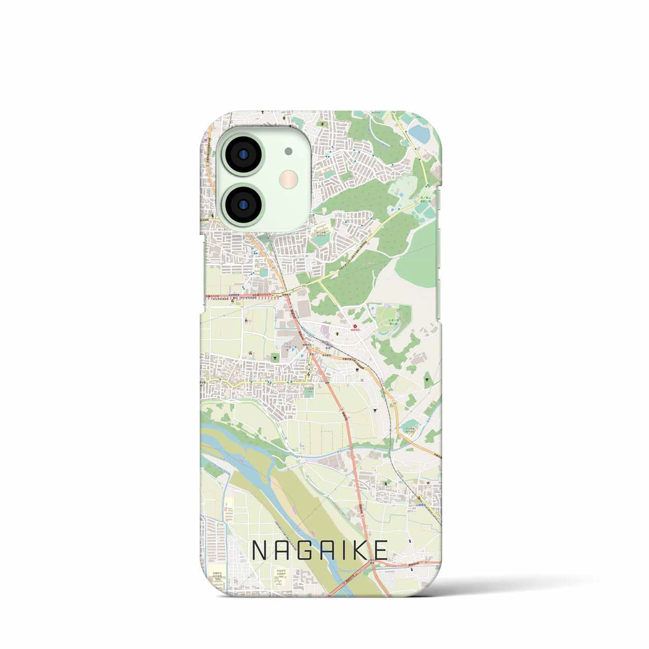 【長池】地図柄iPhoneケース（バックカバータイプ・ナチュラル）iPhone 12 mini 用