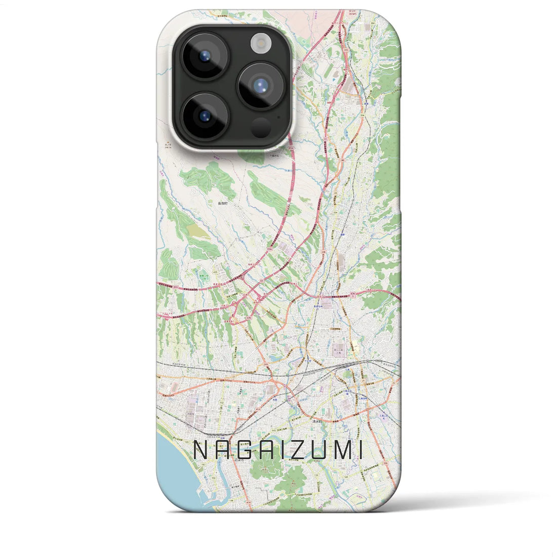 【長泉】地図柄iPhoneケース（バックカバータイプ・ナチュラル）iPhone 15 Pro Max 用