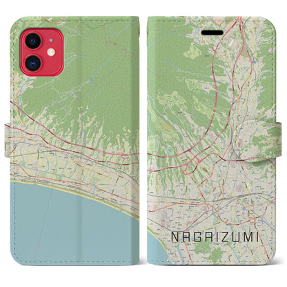 【長泉（静岡県）】地図柄iPhoneケース（手帳タイプ）ナチュラル・iPhone 11 用