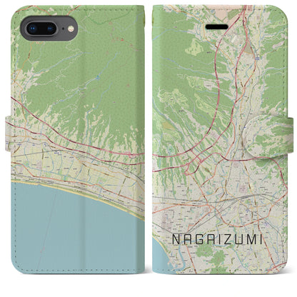 【長泉（静岡県）】地図柄iPhoneケース（手帳タイプ）ナチュラル・iPhone 8Plus /7Plus / 6sPlus / 6Plus 用