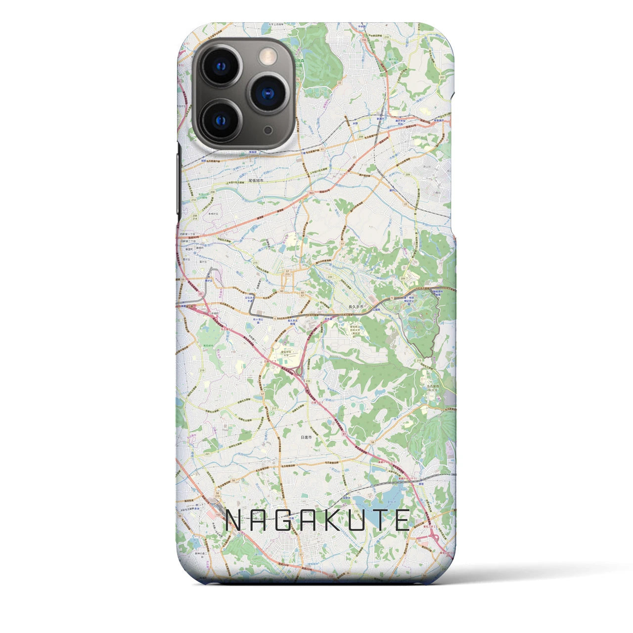 【長久手】地図柄iPhoneケース（バックカバータイプ・ナチュラル）iPhone 11 Pro Max 用
