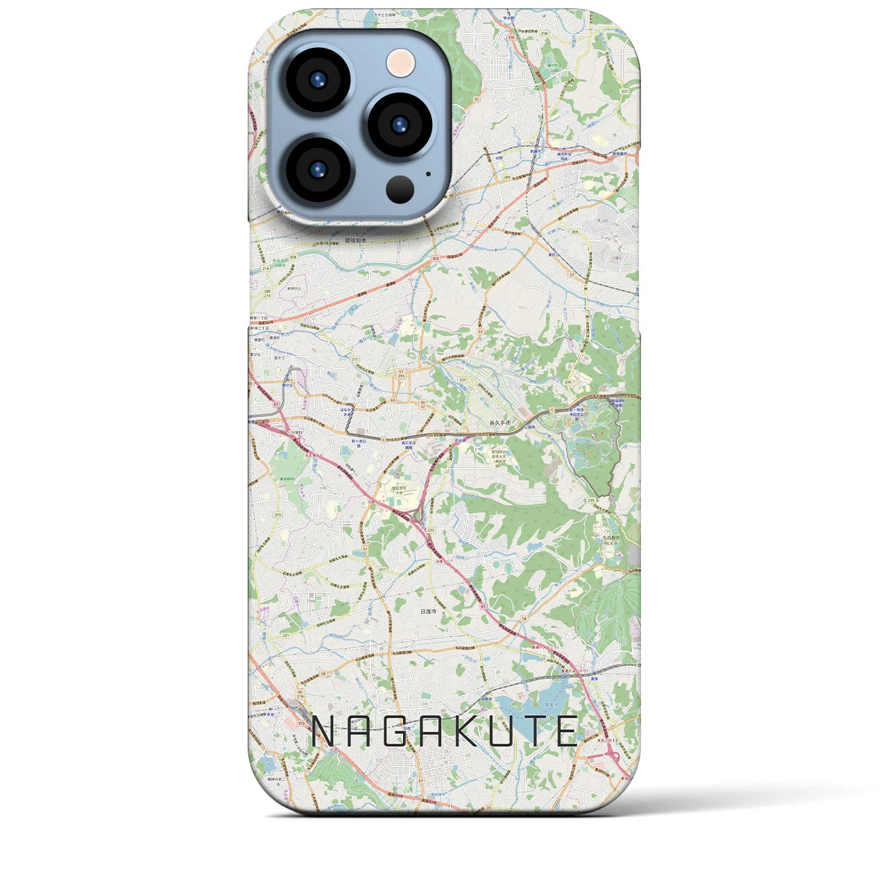 【長久手】地図柄iPhoneケース（バックカバータイプ・ナチュラル）iPhone 13 Pro Max 用