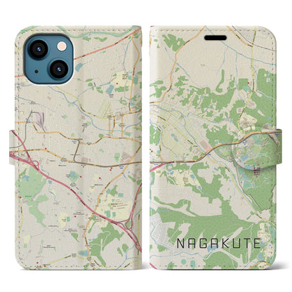 【長久手（愛知県）】地図柄iPhoneケース（手帳タイプ）ナチュラル・iPhone 13 用