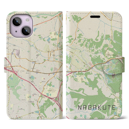 【長久手（愛知県）】地図柄iPhoneケース（手帳タイプ）ナチュラル・iPhone 14 用