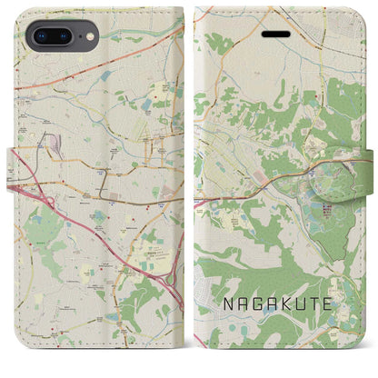 【長久手（愛知県）】地図柄iPhoneケース（手帳タイプ）ナチュラル・iPhone 8Plus /7Plus / 6sPlus / 6Plus 用