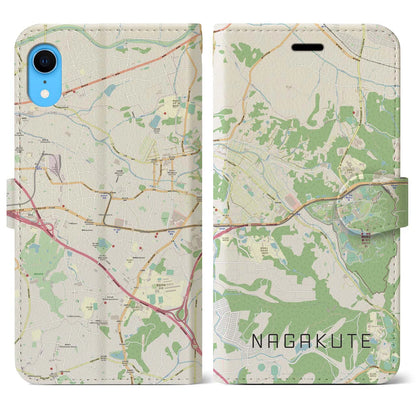【長久手（愛知県）】地図柄iPhoneケース（手帳タイプ）ナチュラル・iPhone XR 用
