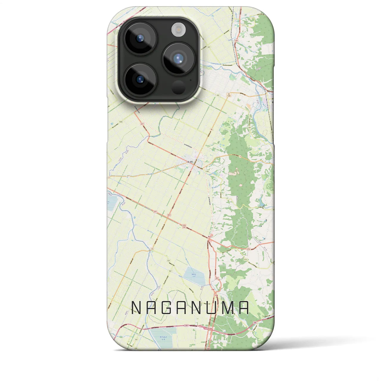 【長沼】地図柄iPhoneケース（バックカバータイプ・ナチュラル）iPhone 15 Pro Max 用