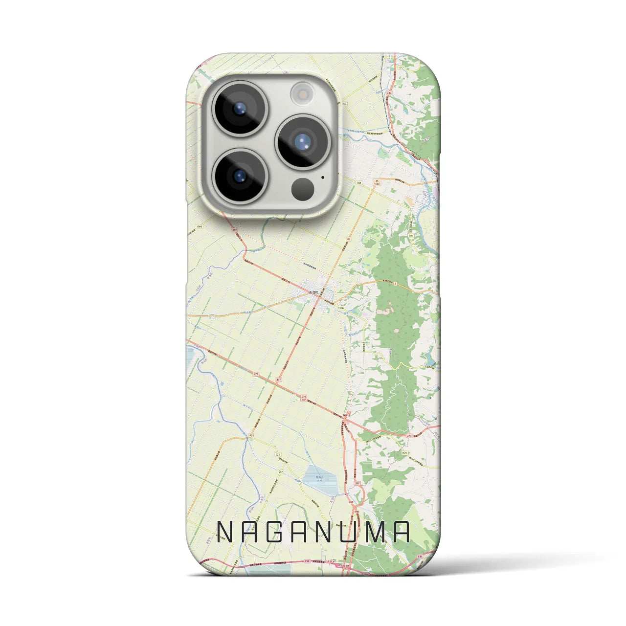 【長沼】地図柄iPhoneケース（バックカバータイプ・ナチュラル）iPhone 15 Pro 用