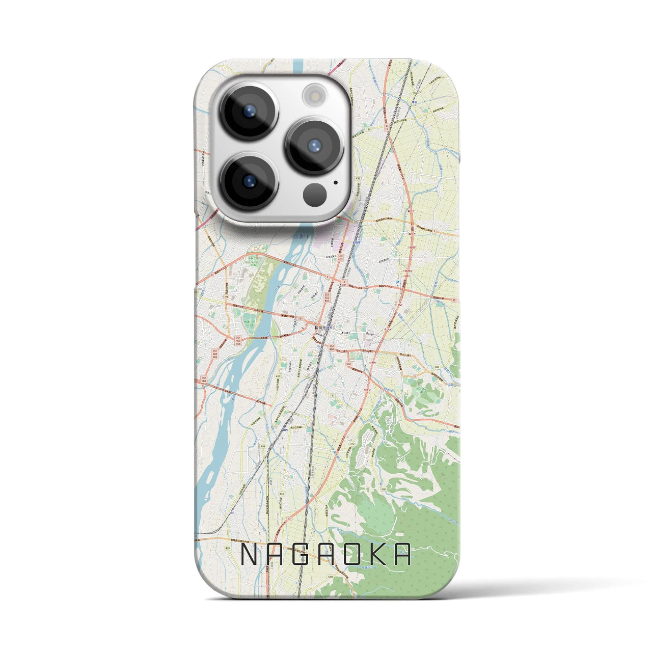 【長岡】地図柄iPhoneケース（バックカバータイプ・ナチュラル）iPhone 14 Pro 用