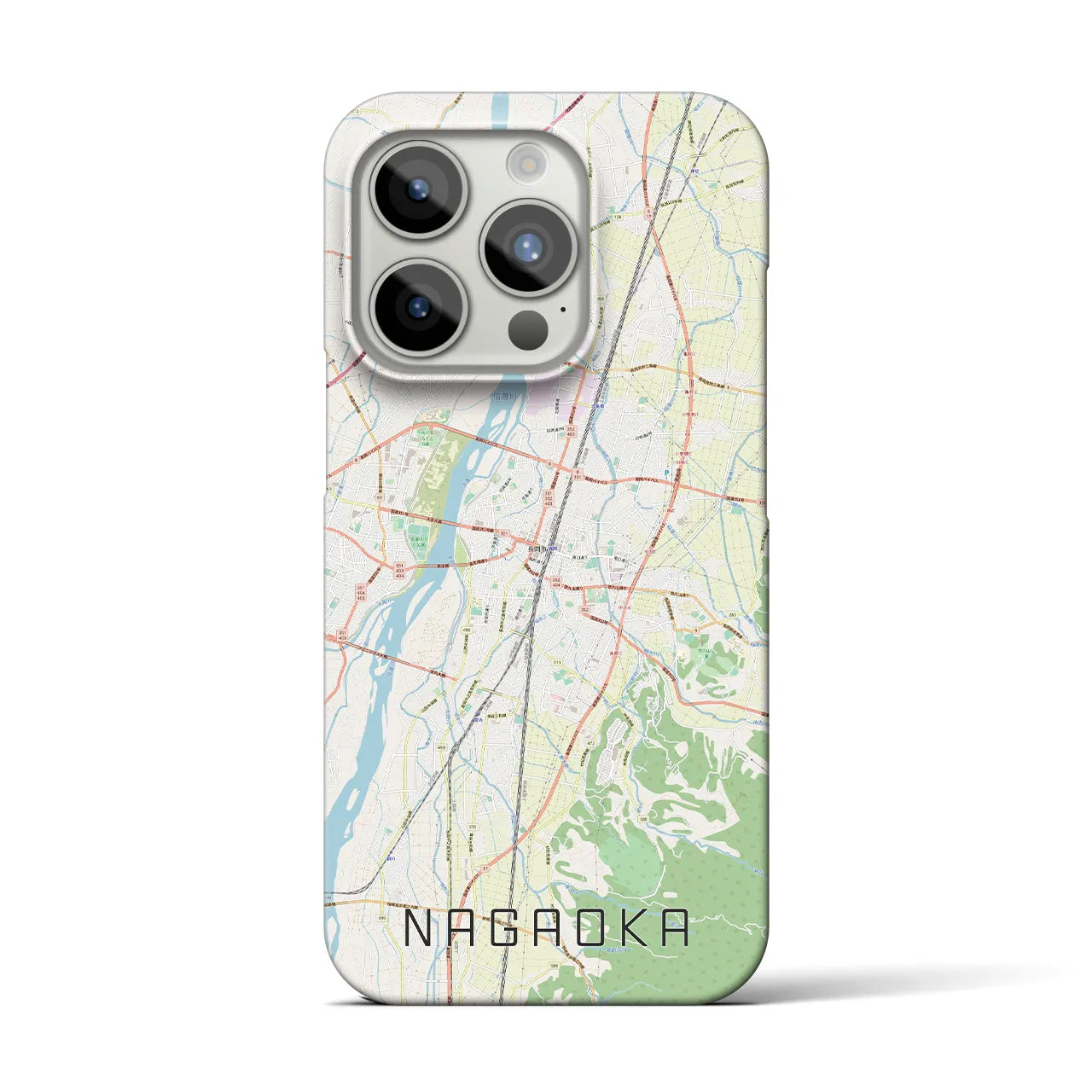 【長岡】地図柄iPhoneケース（バックカバータイプ・ナチュラル）iPhone 15 Pro 用