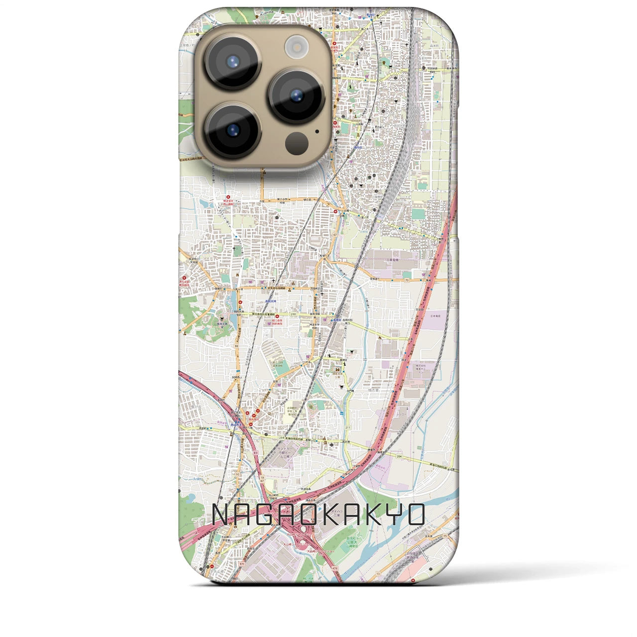 【長岡京】地図柄iPhoneケース（バックカバータイプ・ナチュラル）iPhone 14 Pro Max 用