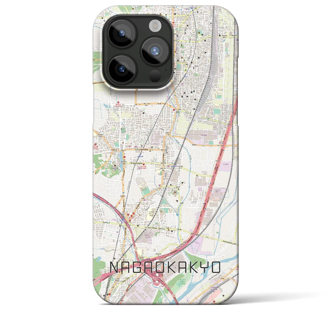 【長岡京】地図柄iPhoneケース（バックカバータイプ・ナチュラル）iPhone 15 Pro Max 用