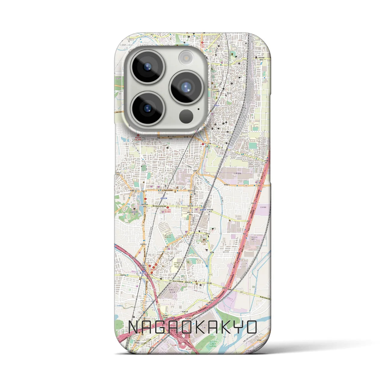 【長岡京】地図柄iPhoneケース（バックカバータイプ・ナチュラル）iPhone 15 Pro 用