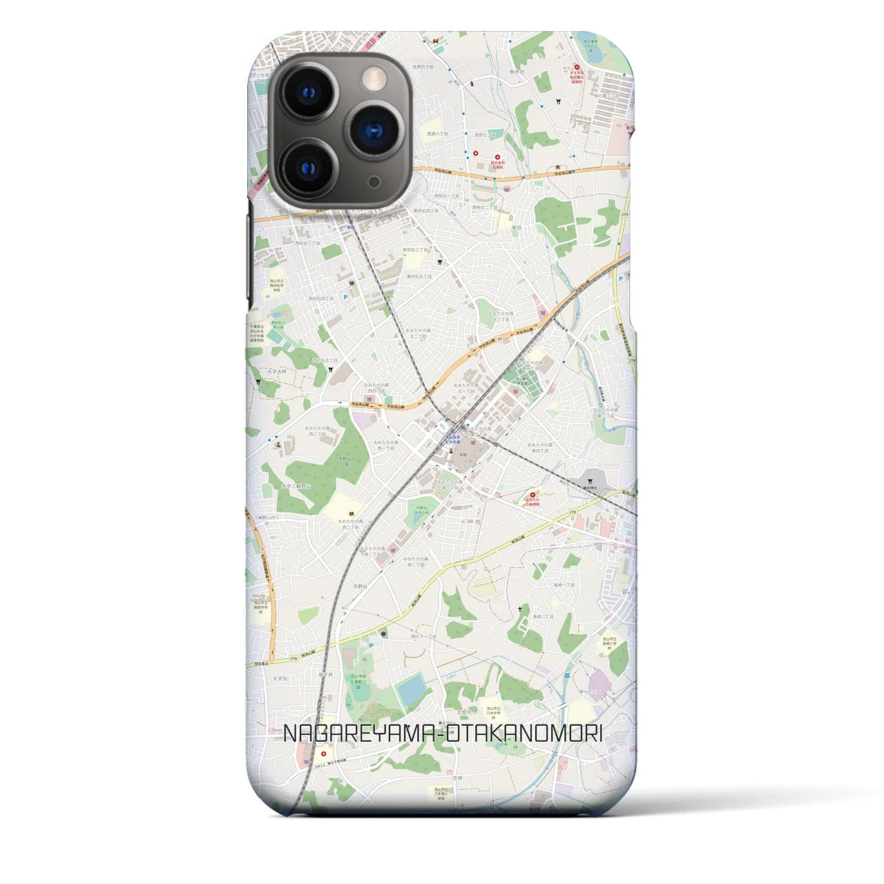 【流山おおたかの森】地図柄iPhoneケース（バックカバータイプ・ナチュラル）iPhone 11 Pro Max 用