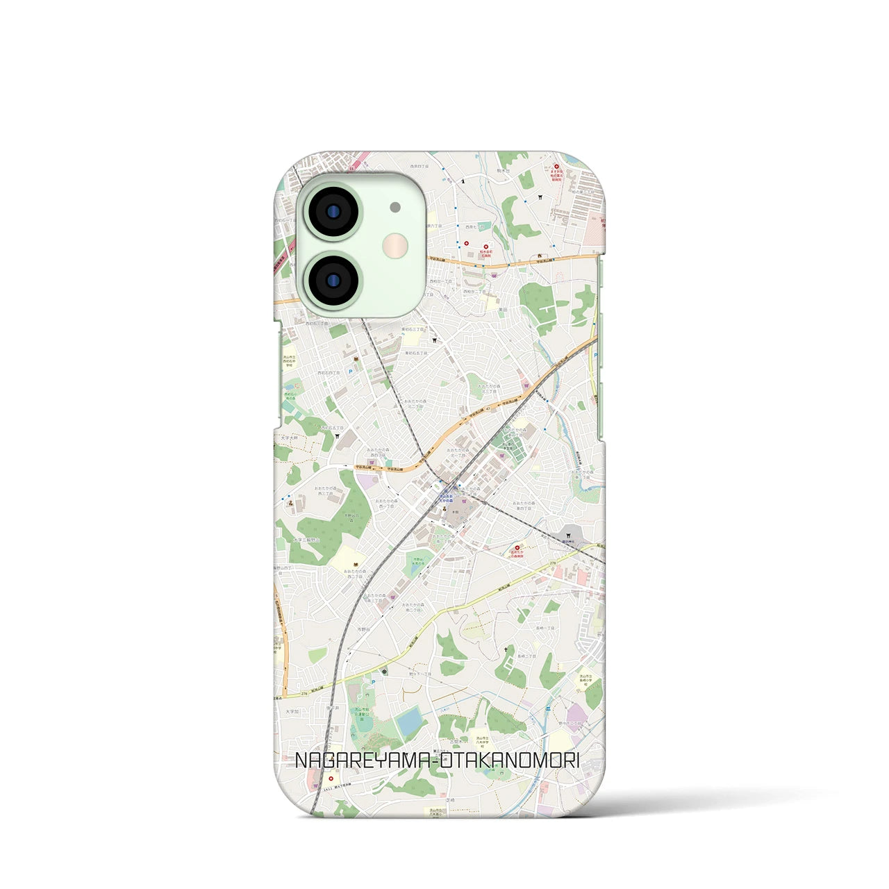 【流山おおたかの森】地図柄iPhoneケース（バックカバータイプ・ナチュラル）iPhone 12 mini 用