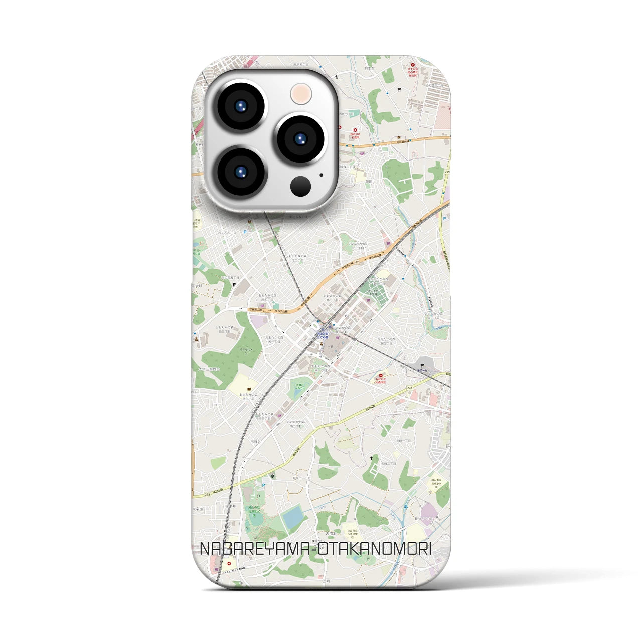 【流山おおたかの森】地図柄iPhoneケース（バックカバータイプ・ナチュラル）iPhone 13 Pro 用