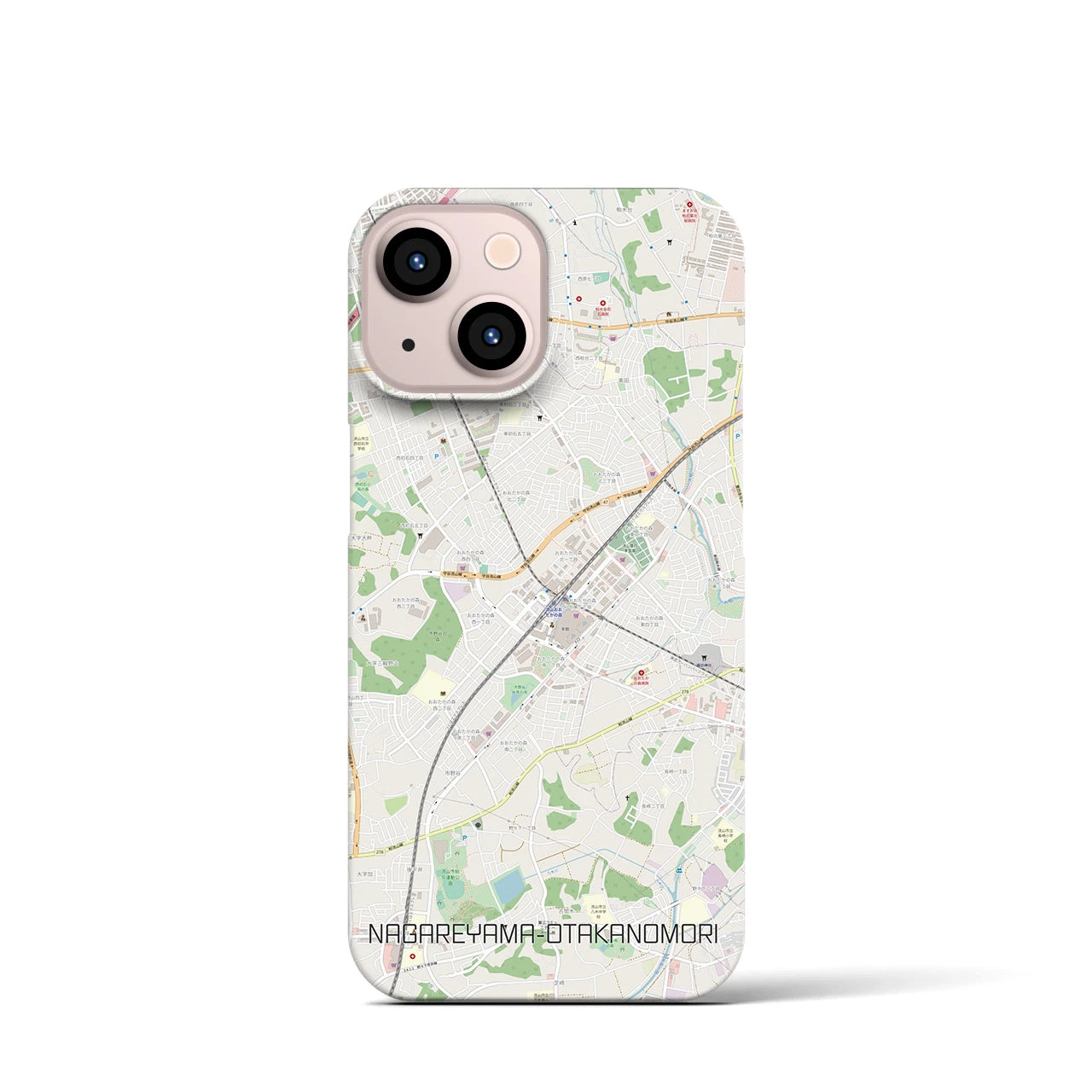 【流山おおたかの森】地図柄iPhoneケース（バックカバータイプ・ナチュラル）iPhone 13 mini 用