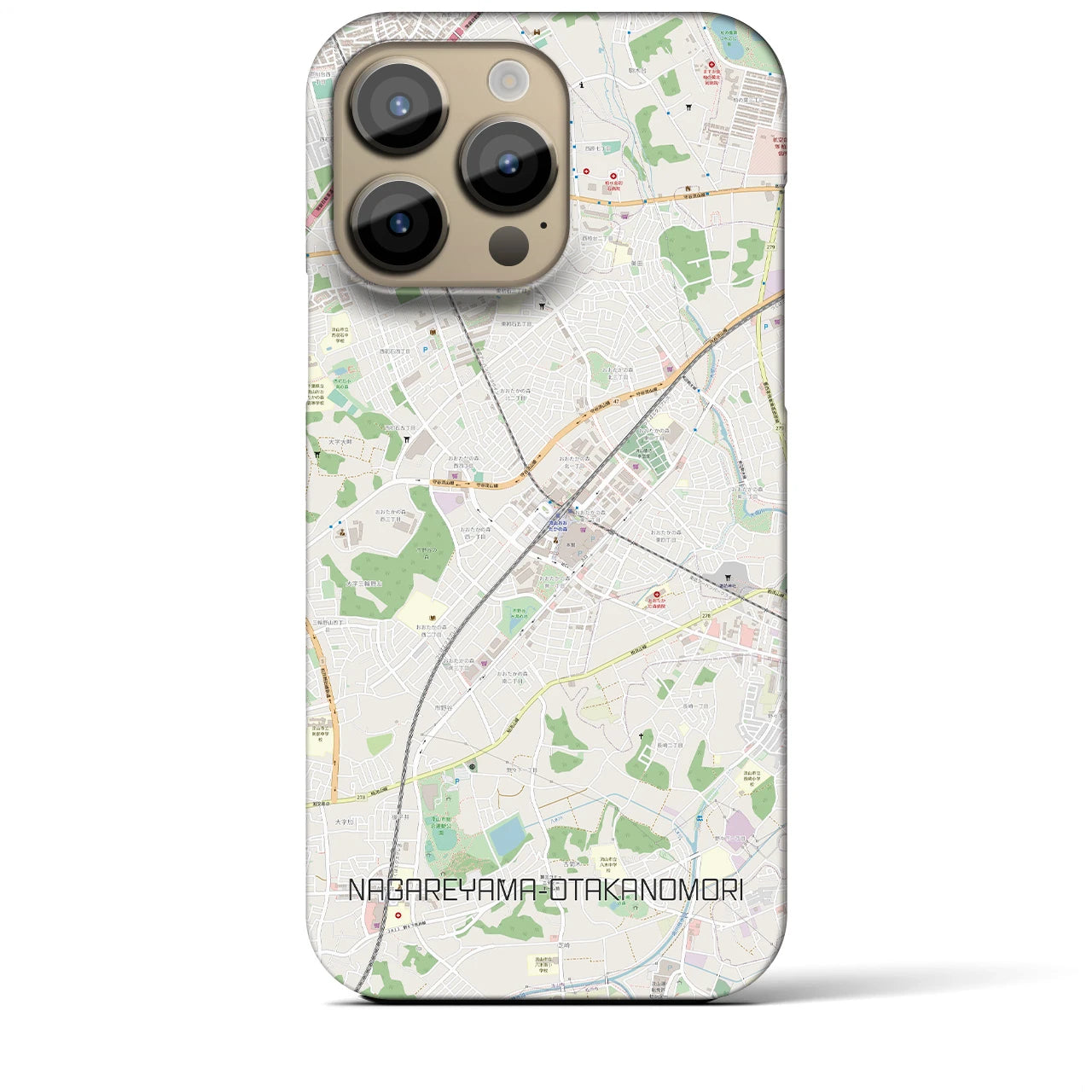 【流山おおたかの森】地図柄iPhoneケース（バックカバータイプ・ナチュラル）iPhone 14 Pro Max 用