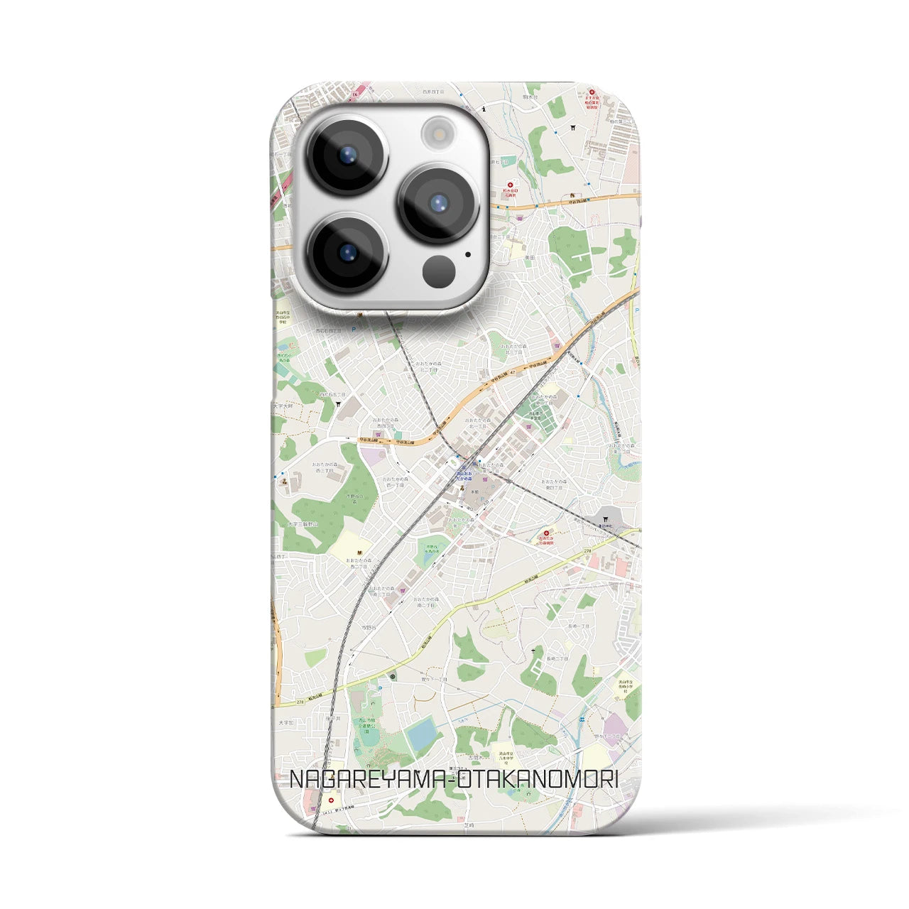 【流山おおたかの森】地図柄iPhoneケース（バックカバータイプ・ナチュラル）iPhone 14 Pro 用