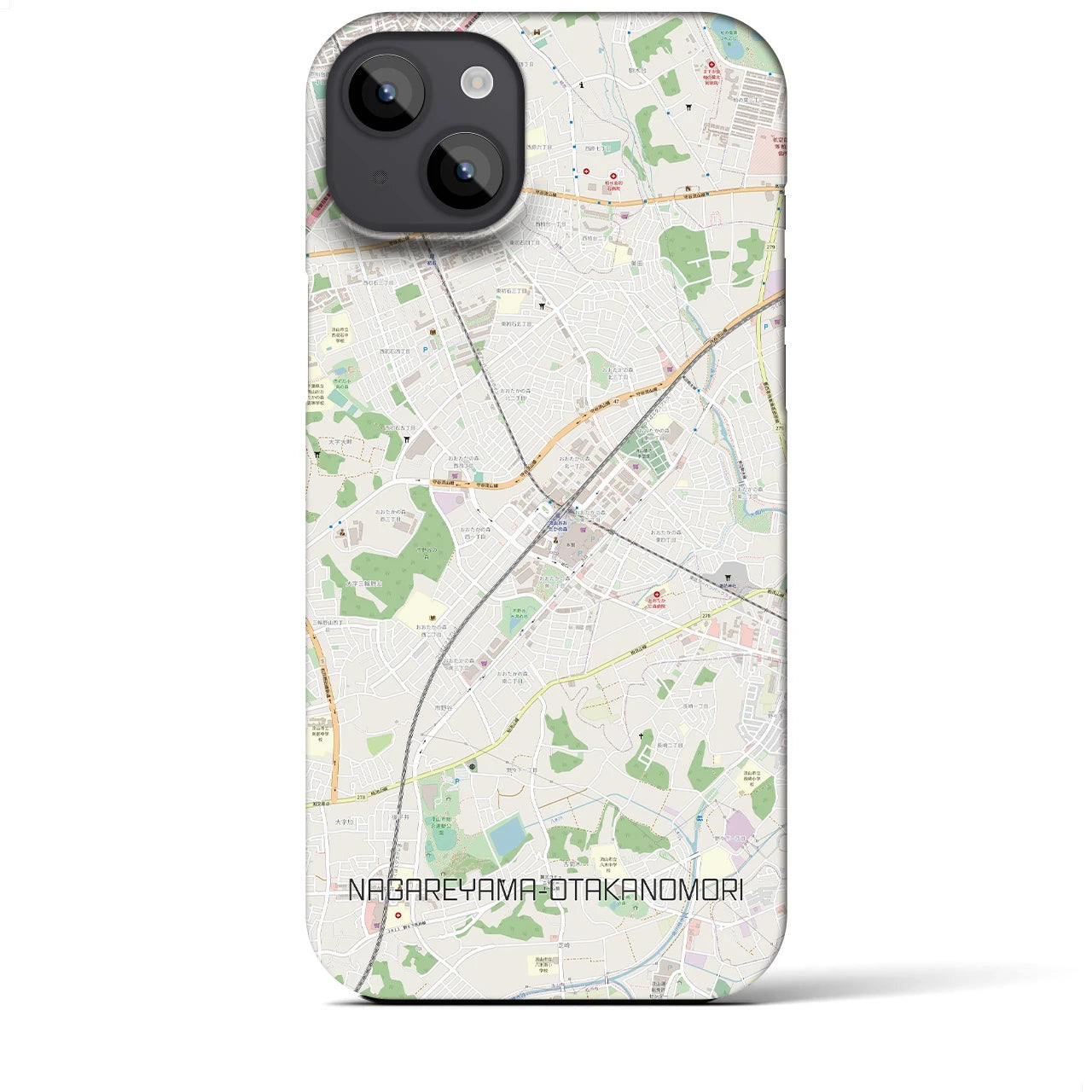 【流山おおたかの森】地図柄iPhoneケース（バックカバータイプ・ナチュラル）iPhone 14 Plus 用