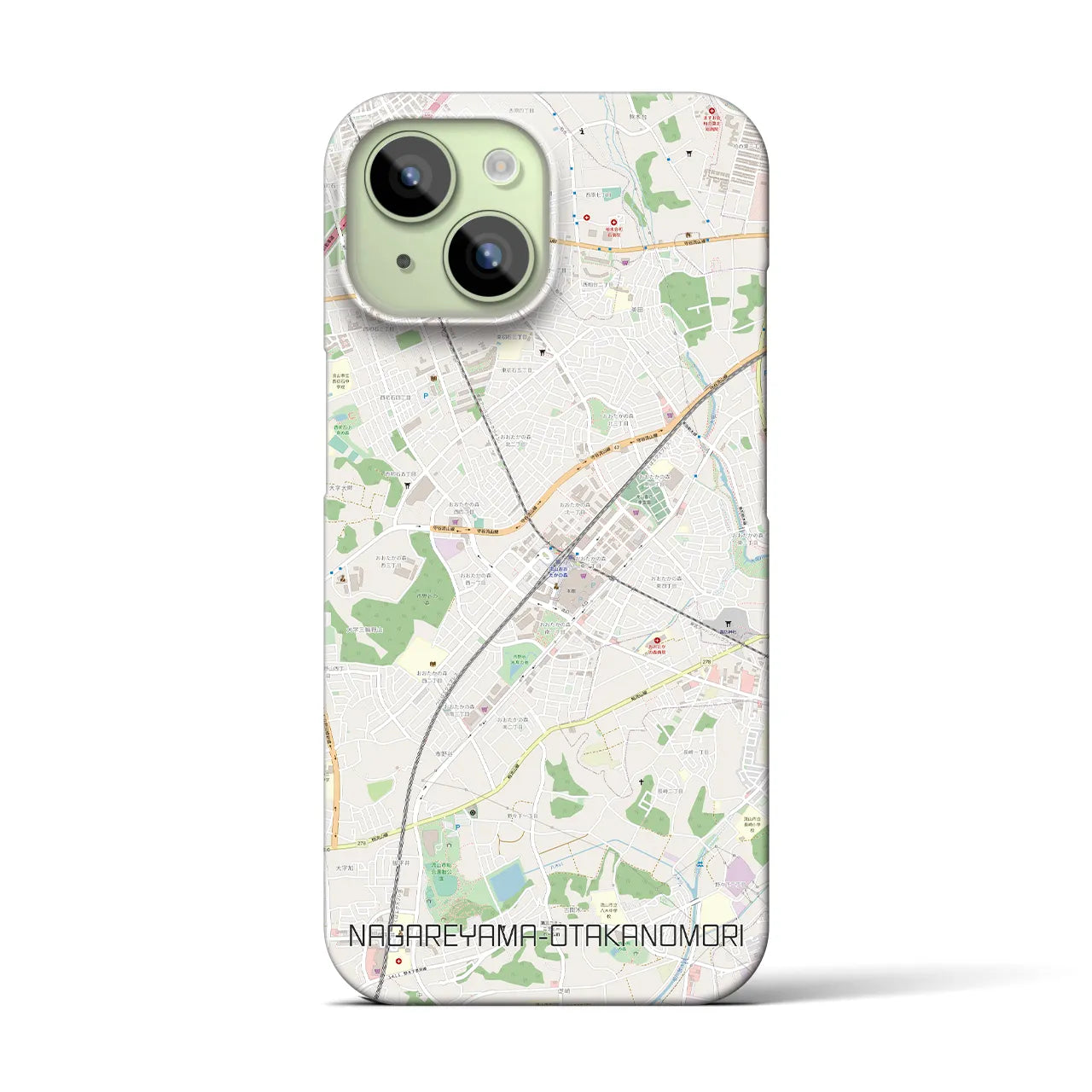【流山おおたかの森】地図柄iPhoneケース（バックカバータイプ・ナチュラル）iPhone 15 用