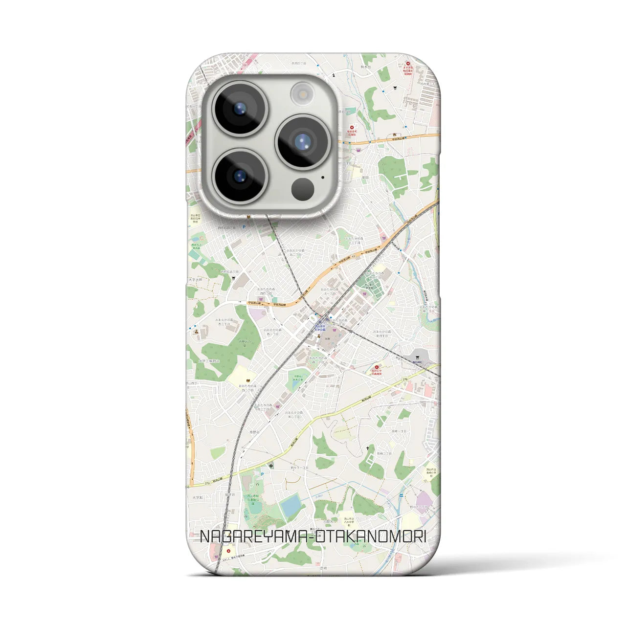 【流山おおたかの森】地図柄iPhoneケース（バックカバータイプ・ナチュラル）iPhone 15 Pro 用