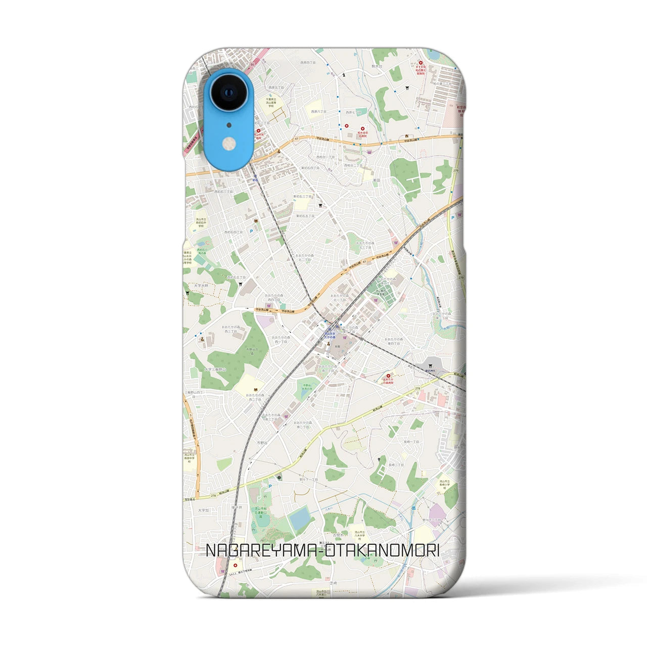 【流山おおたかの森】地図柄iPhoneケース（バックカバータイプ・ナチュラル）iPhone XR 用