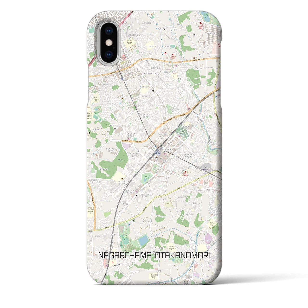 【流山おおたかの森】地図柄iPhoneケース（バックカバータイプ・ナチュラル）iPhone XS Max 用