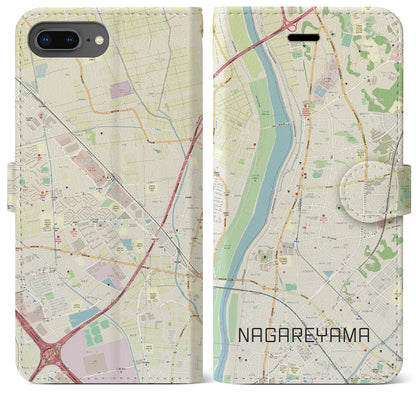 【流山（千葉県）】地図柄iPhoneケース（手帳タイプ）ナチュラル・iPhone 8Plus /7Plus / 6sPlus / 6Plus 用