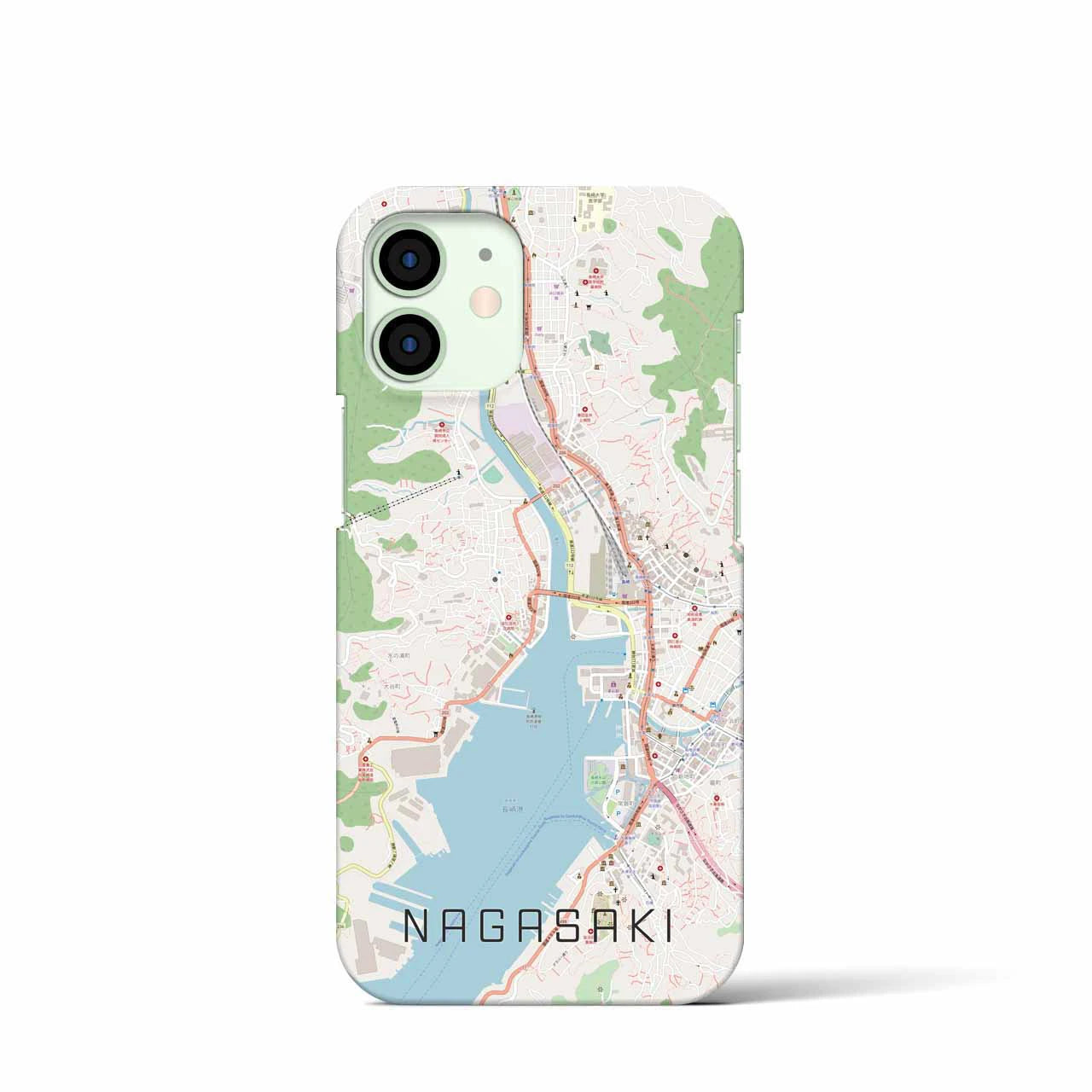 【長崎】地図柄iPhoneケース（バックカバータイプ・ナチュラル）iPhone 12 mini 用