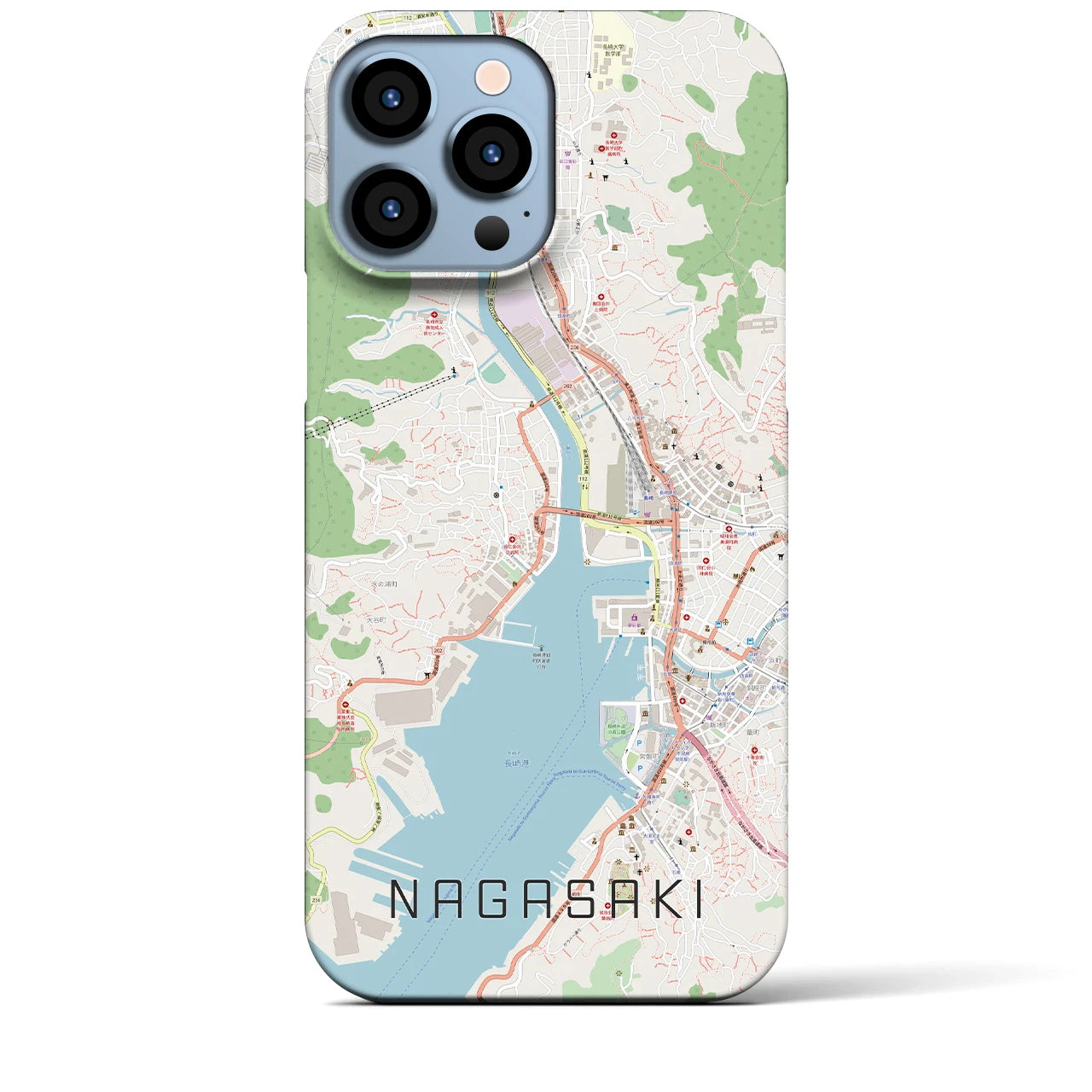 【長崎】地図柄iPhoneケース（バックカバータイプ・ナチュラル）iPhone 13 Pro Max 用