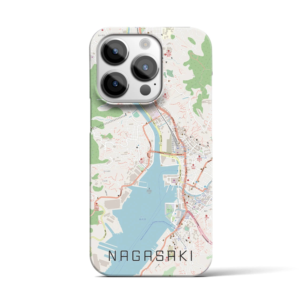 【長崎】地図柄iPhoneケース（バックカバータイプ・ナチュラル）iPhone 14 Pro 用