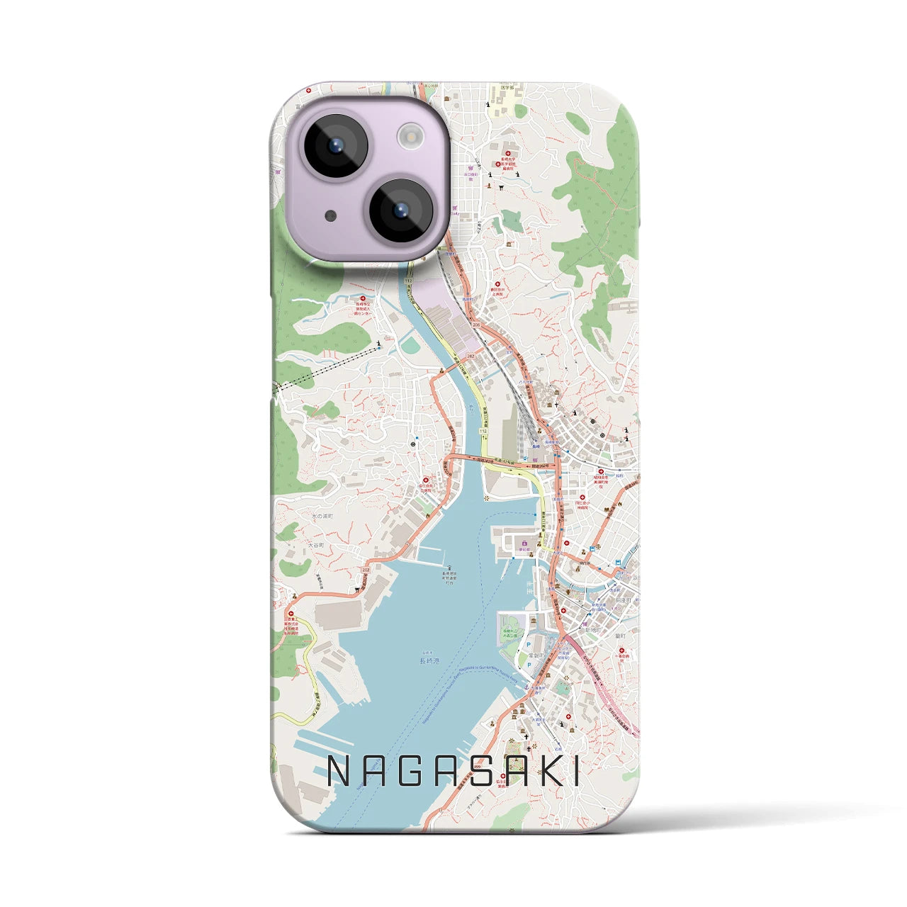 【長崎】地図柄iPhoneケース（バックカバータイプ・ナチュラル）iPhone 14 用