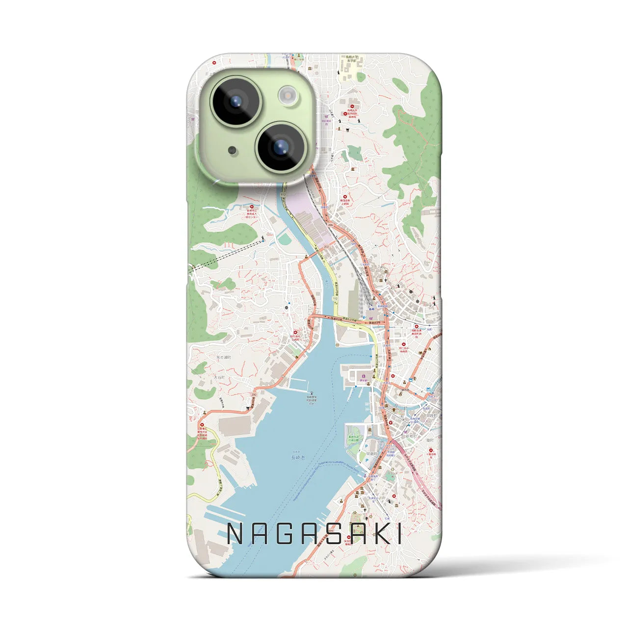 【長崎】地図柄iPhoneケース（バックカバータイプ・ナチュラル）iPhone 15 用
