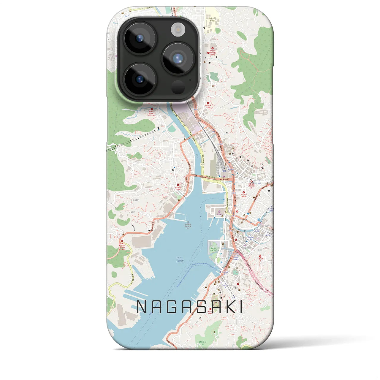 【長崎】地図柄iPhoneケース（バックカバータイプ・ナチュラル）iPhone 15 Pro Max 用