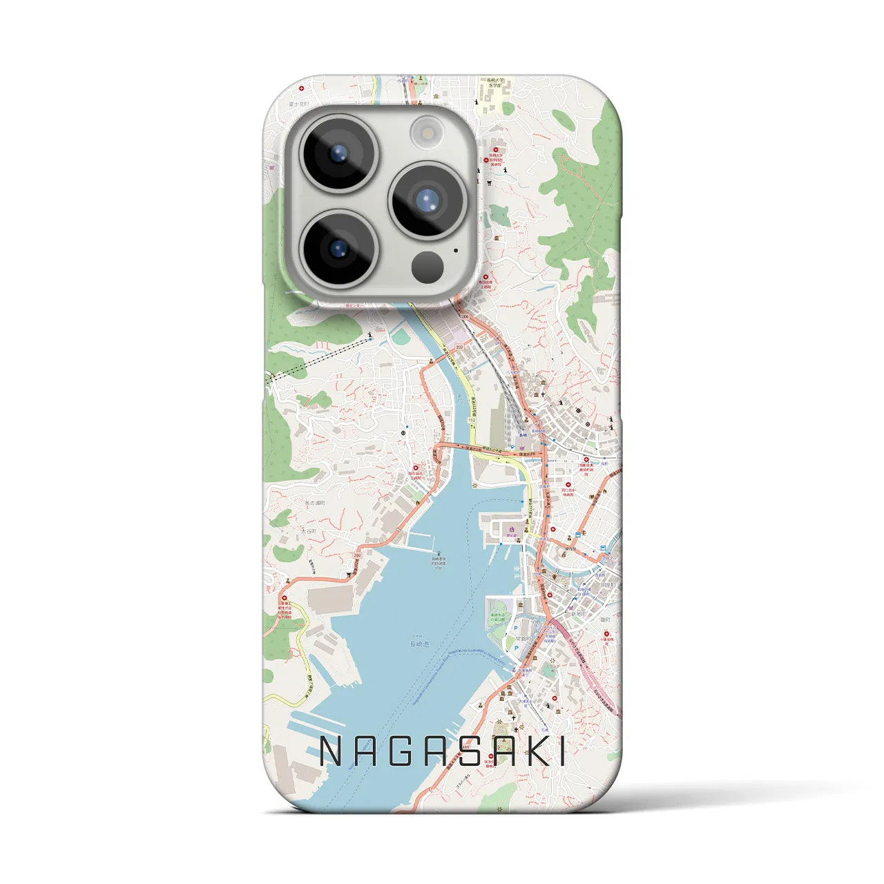 【長崎】地図柄iPhoneケース（バックカバータイプ・ナチュラル）iPhone 15 Pro 用