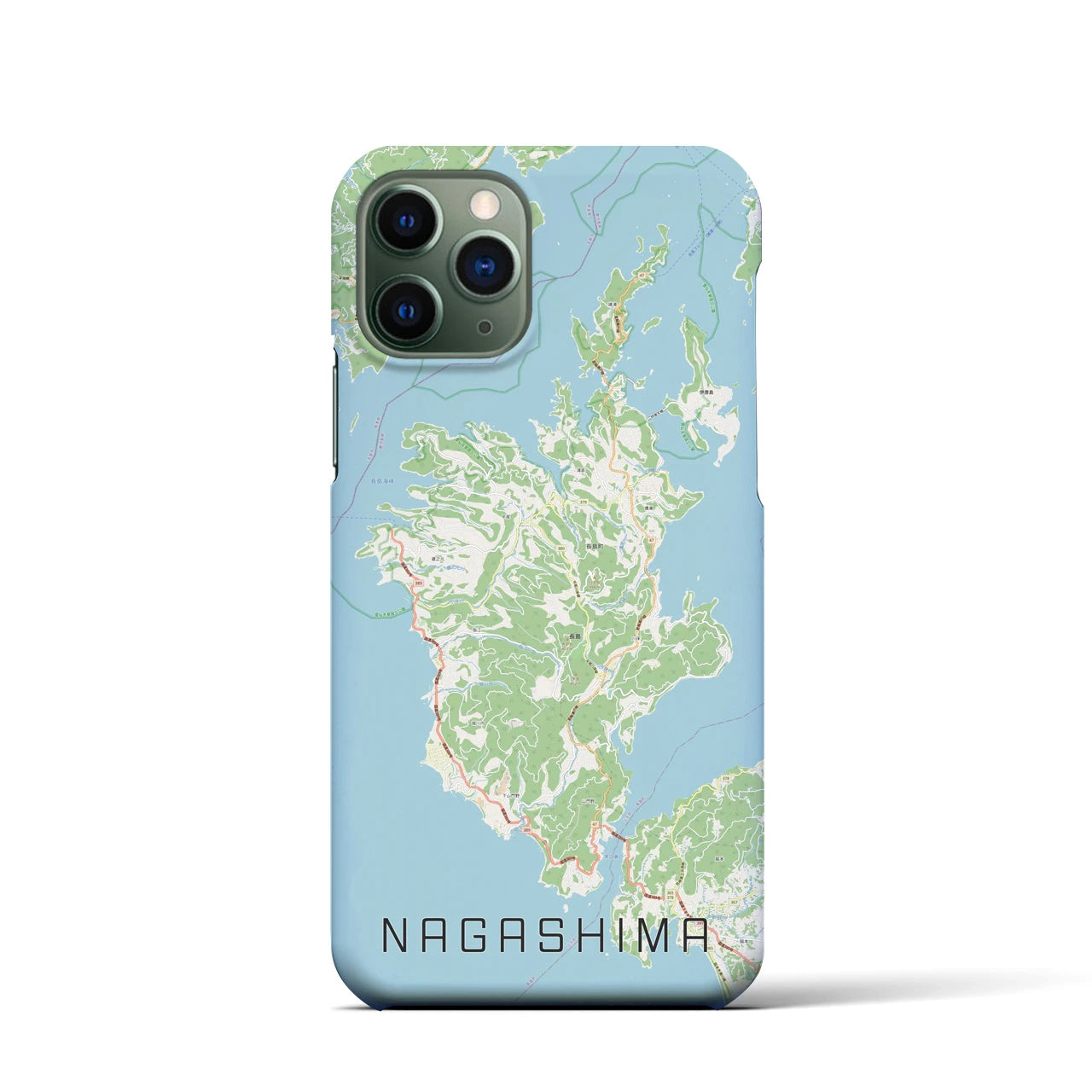 【長島】地図柄iPhoneケース（バックカバータイプ・ナチュラル）iPhone 11 Pro 用