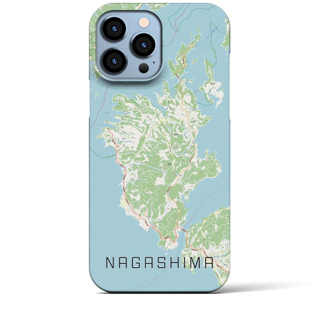 【長島】地図柄iPhoneケース（バックカバータイプ・ナチュラル）iPhone 13 Pro Max 用