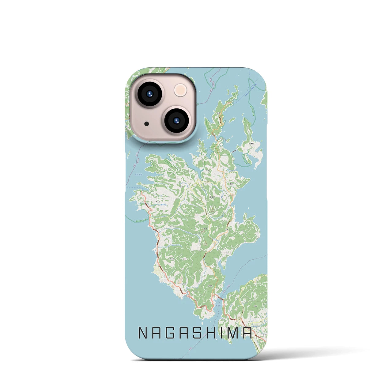 【長島】地図柄iPhoneケース（バックカバータイプ・ナチュラル）iPhone 13 mini 用
