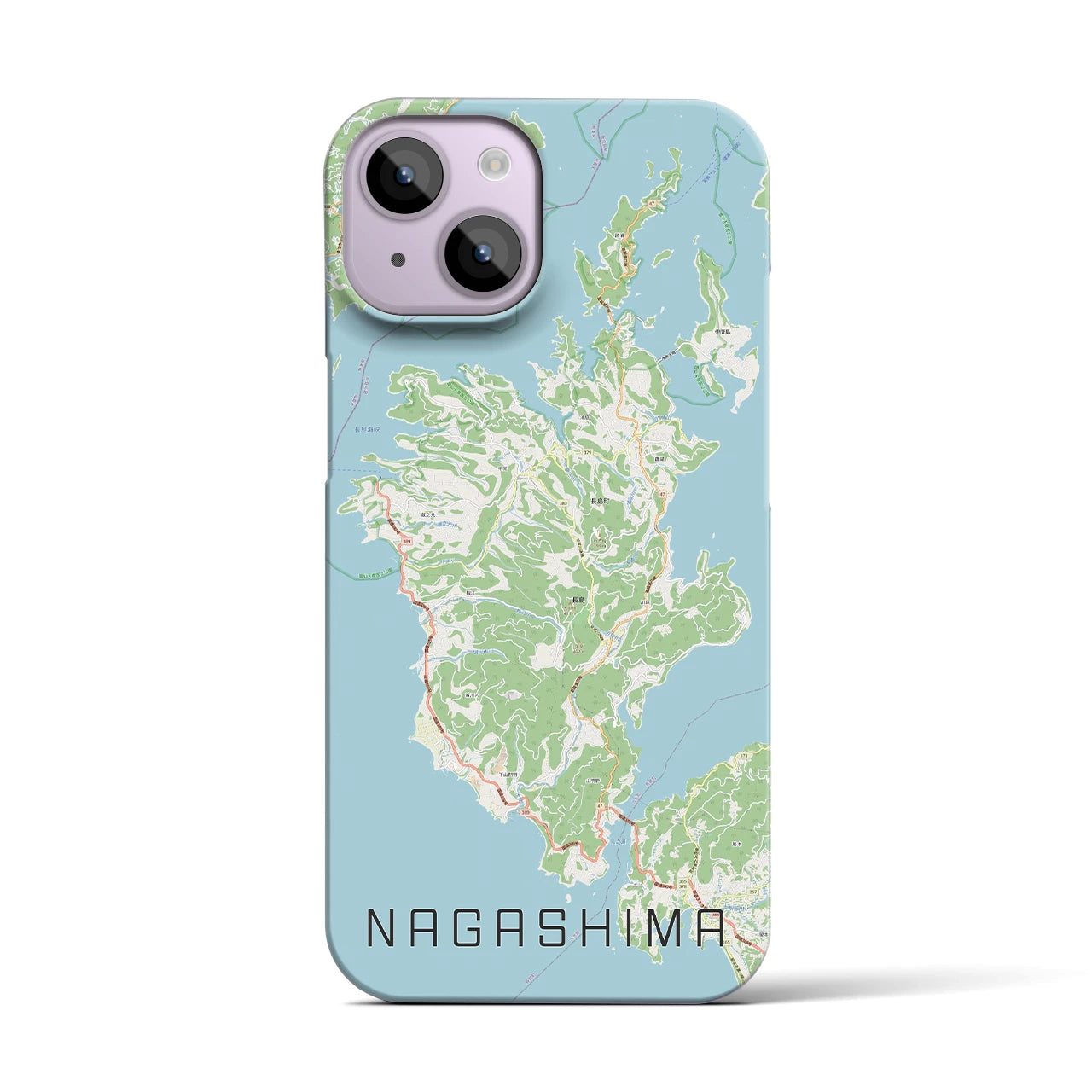 【長島】地図柄iPhoneケース（バックカバータイプ・ナチュラル）iPhone 14 用