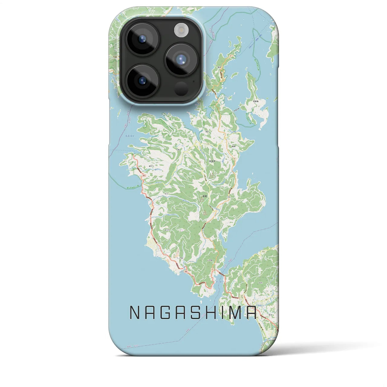 【長島】地図柄iPhoneケース（バックカバータイプ・ナチュラル）iPhone 15 Pro Max 用