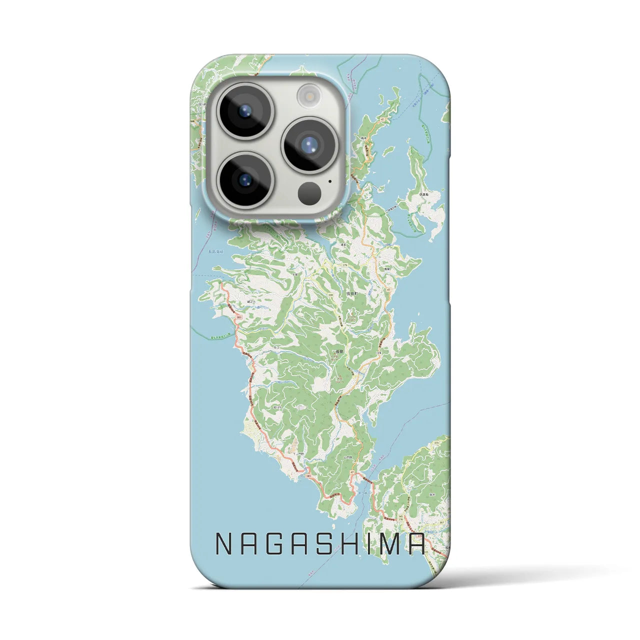 【長島】地図柄iPhoneケース（バックカバータイプ・ナチュラル）iPhone 15 Pro 用