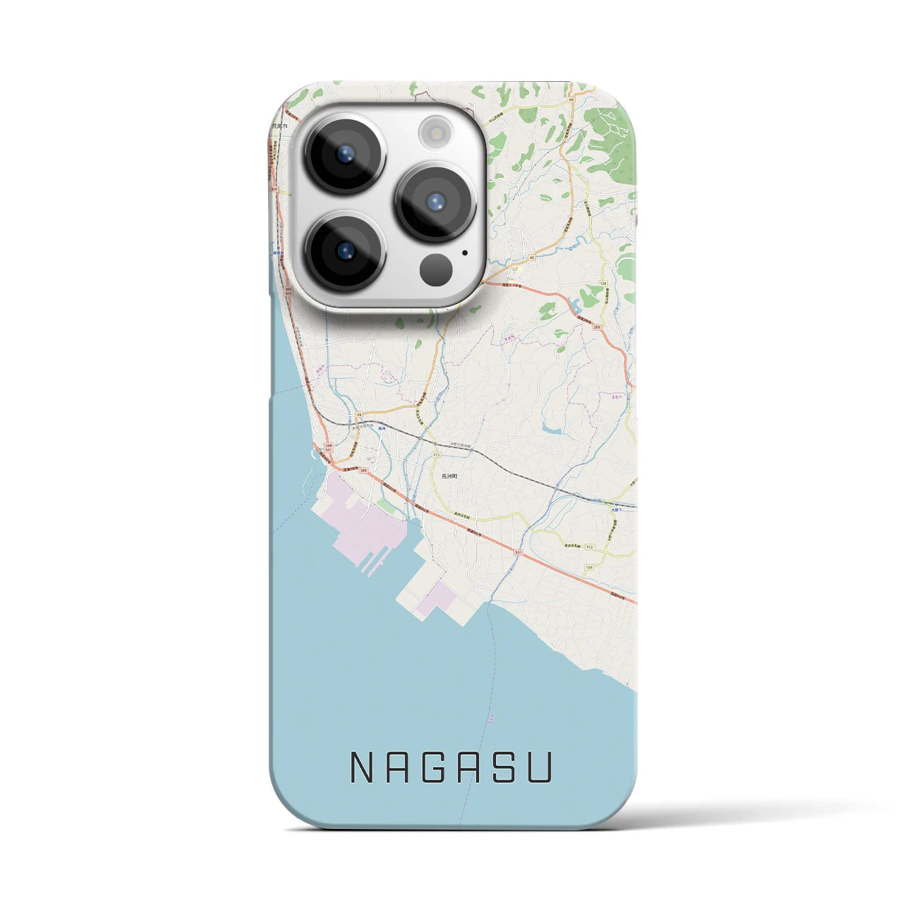 【長洲】地図柄iPhoneケース（バックカバータイプ・ナチュラル）iPhone 14 Pro 用