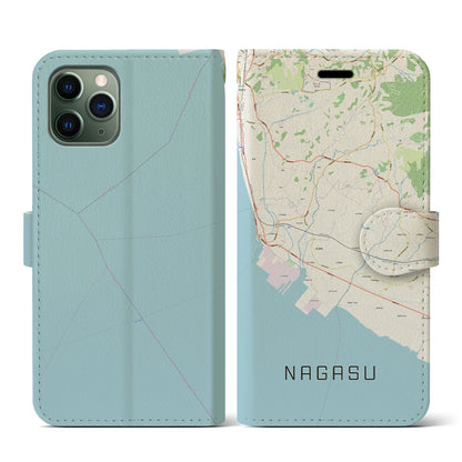 【長洲（熊本県）】地図柄iPhoneケース（手帳タイプ）ナチュラル・iPhone 11 Pro 用