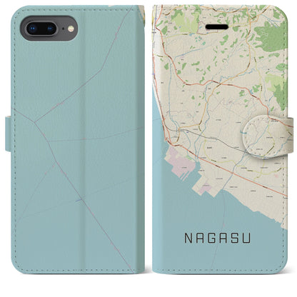 【長洲（熊本県）】地図柄iPhoneケース（手帳タイプ）ナチュラル・iPhone 8Plus /7Plus / 6sPlus / 6Plus 用