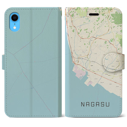 【長洲（熊本県）】地図柄iPhoneケース（手帳タイプ）ナチュラル・iPhone XR 用